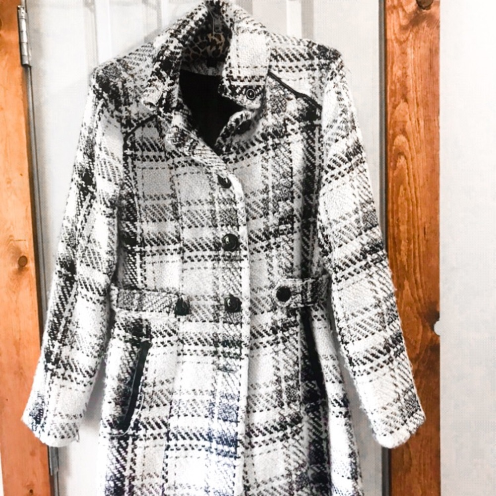 Button Plaid Coat